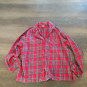 Plaid Red Flannel Shirt Family PJ Top L